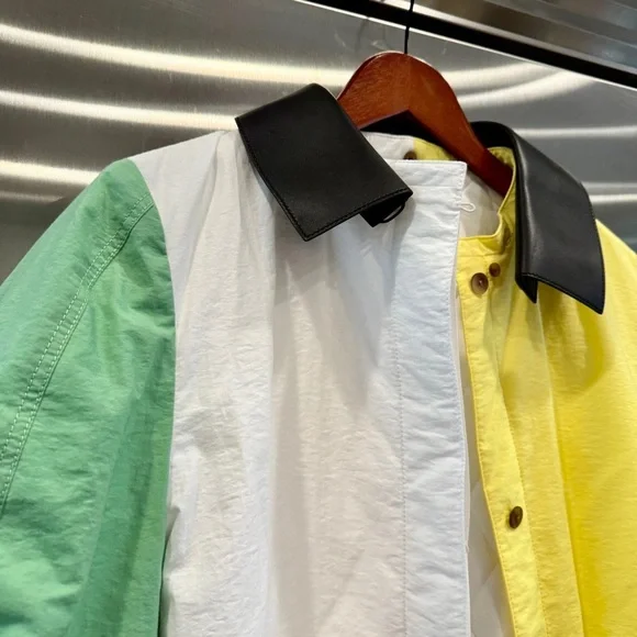 NWT Loewe Padded Overshirt Multicolored Jacket Leather Collar Over shir multi​